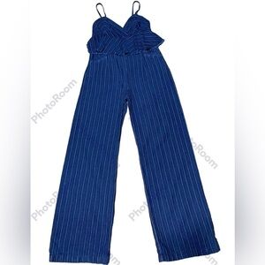 Ettiwa Anthropologie Denim Stripe Wide Leg Zip Back Jumpsuit XS